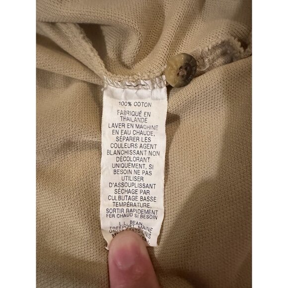 Vintage LL Bean Mens 2XL Short Sleeve Polo Shirt Tan Check Shoulder Pattern - Picture 5 of 6